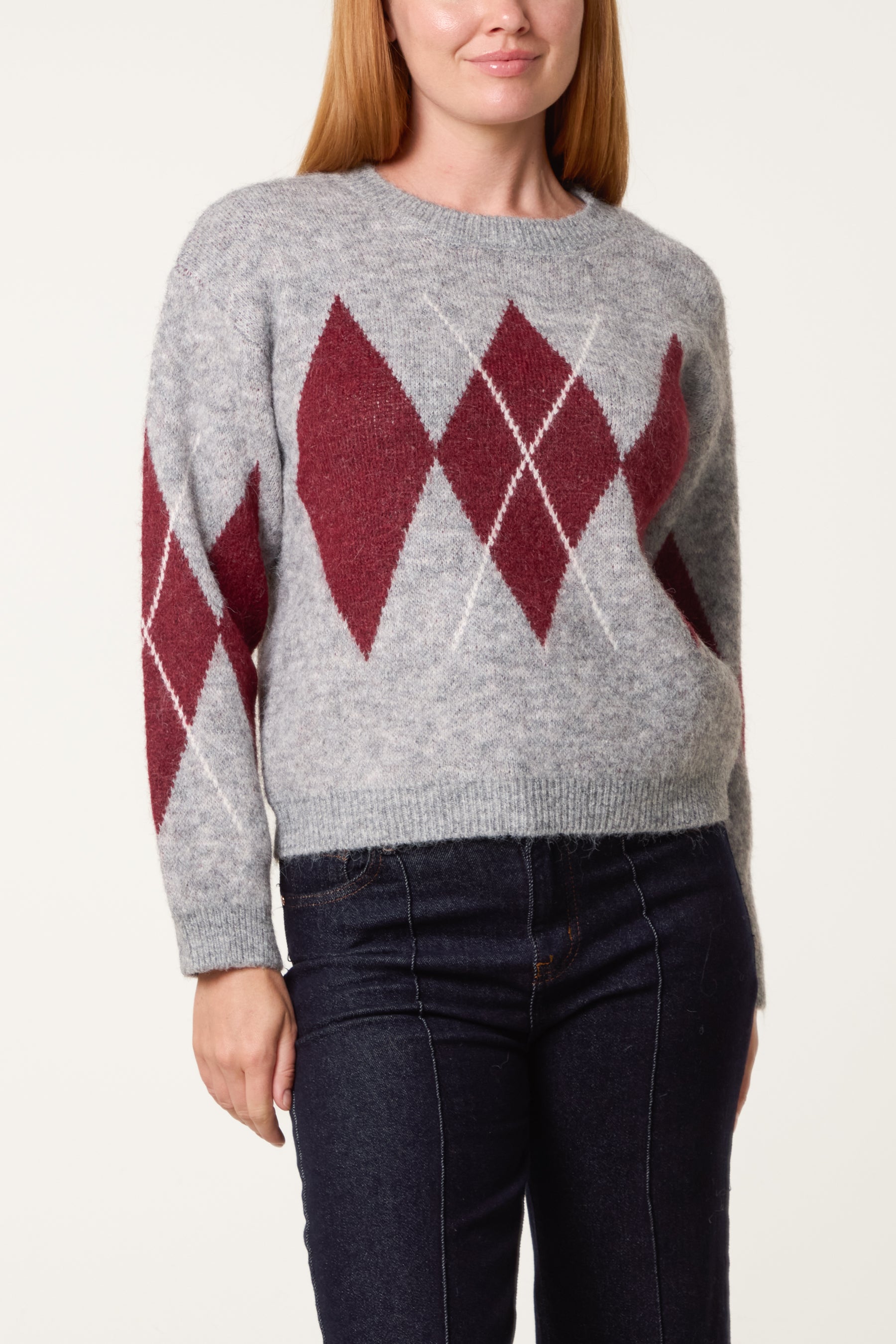 Argyle Pattern Knit Jumper