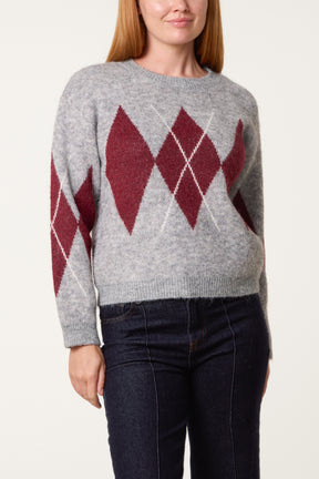 Argyle Pattern Knit Jumper