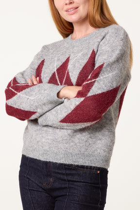 Argyle Pattern Knit Jumper