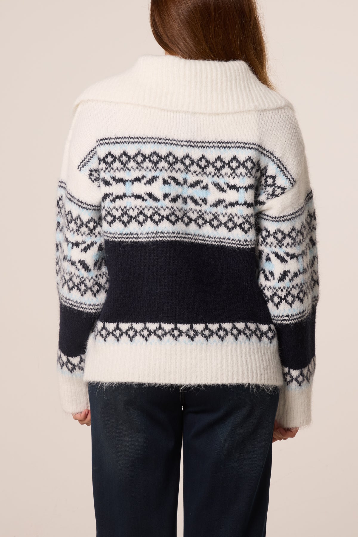 Nordic Style Zip Collar Knit Jumper