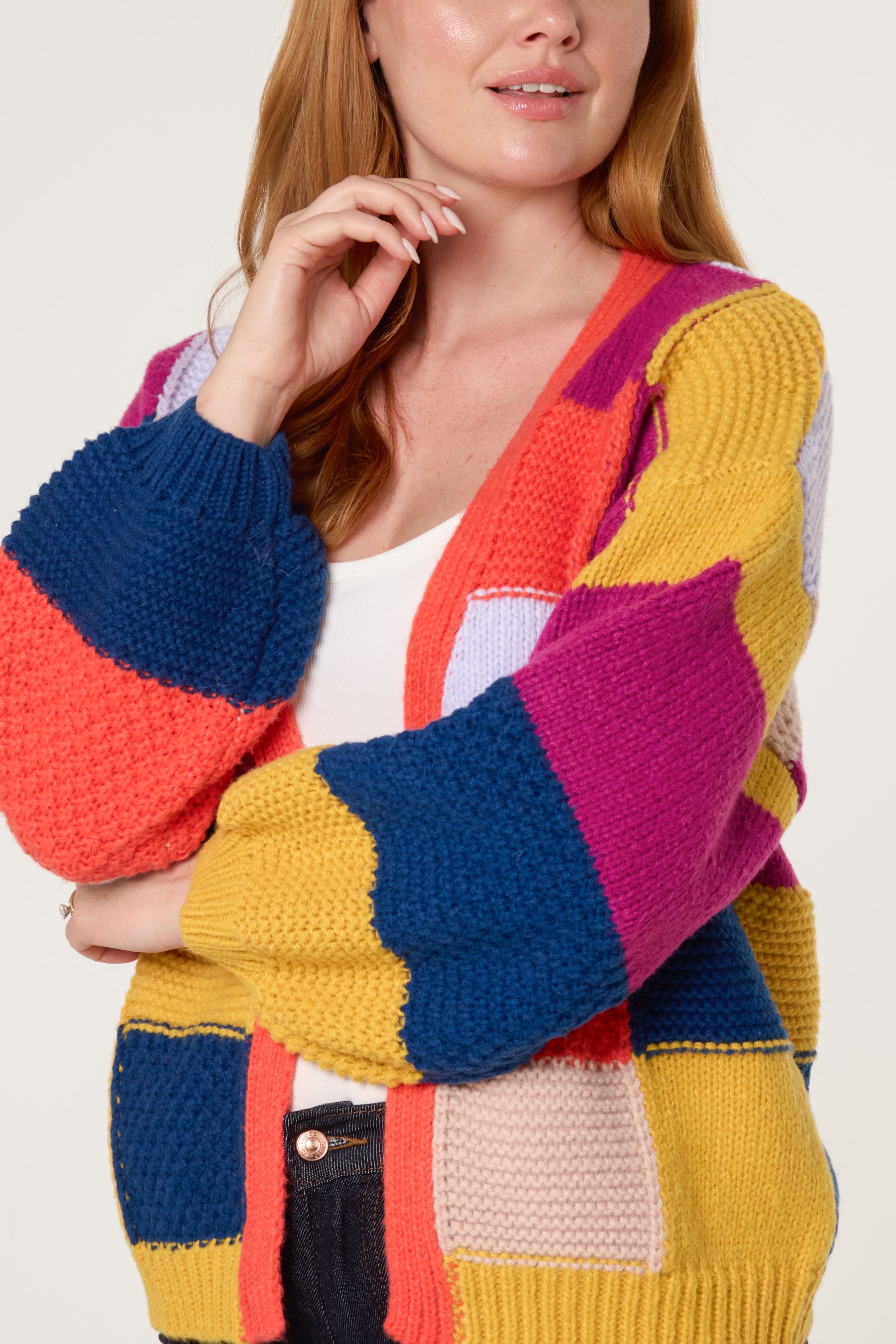 Multicolour Patchwork Knit Cardigan