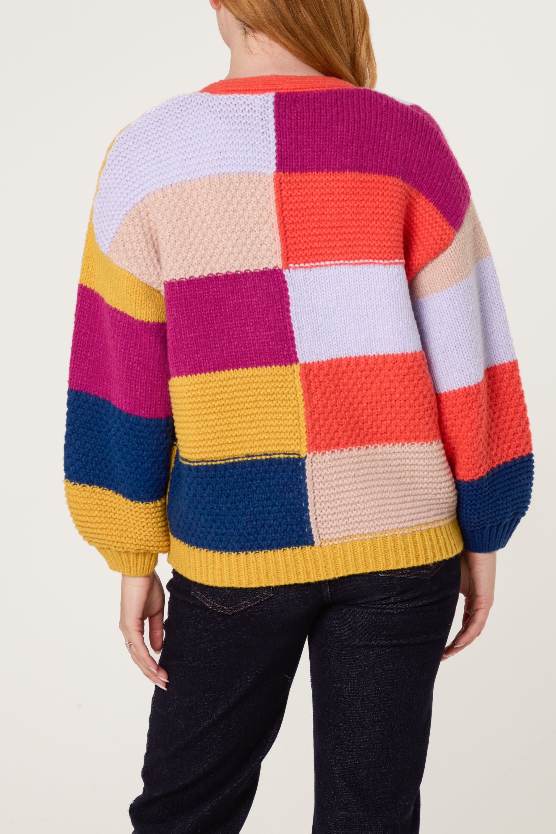 Multicolour Patchwork Knit Cardigan