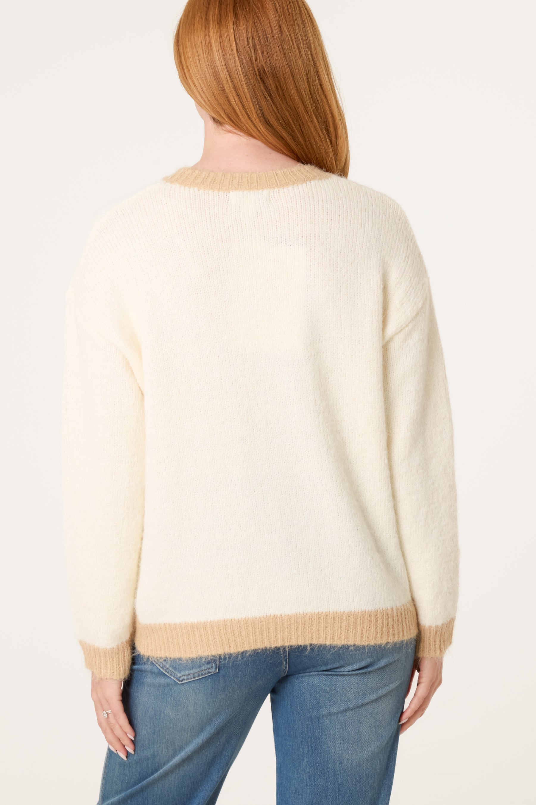 Dog Motif Jumper With Contrast Trim