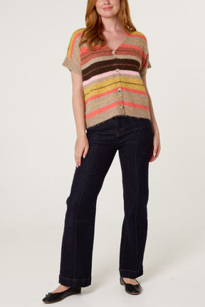 Multicolor Striped Button Through Vest