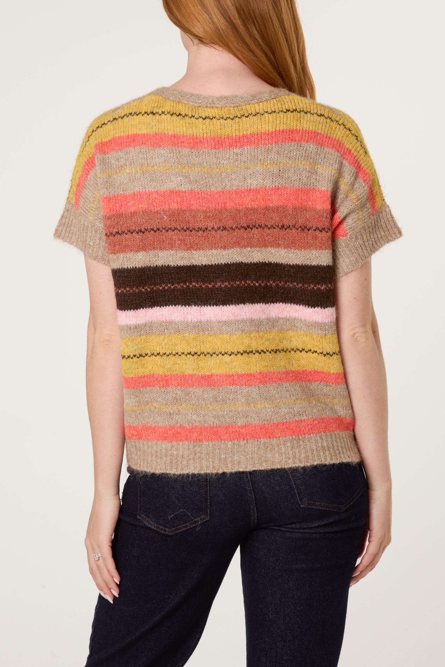 Multicolor Striped Button Through Vest