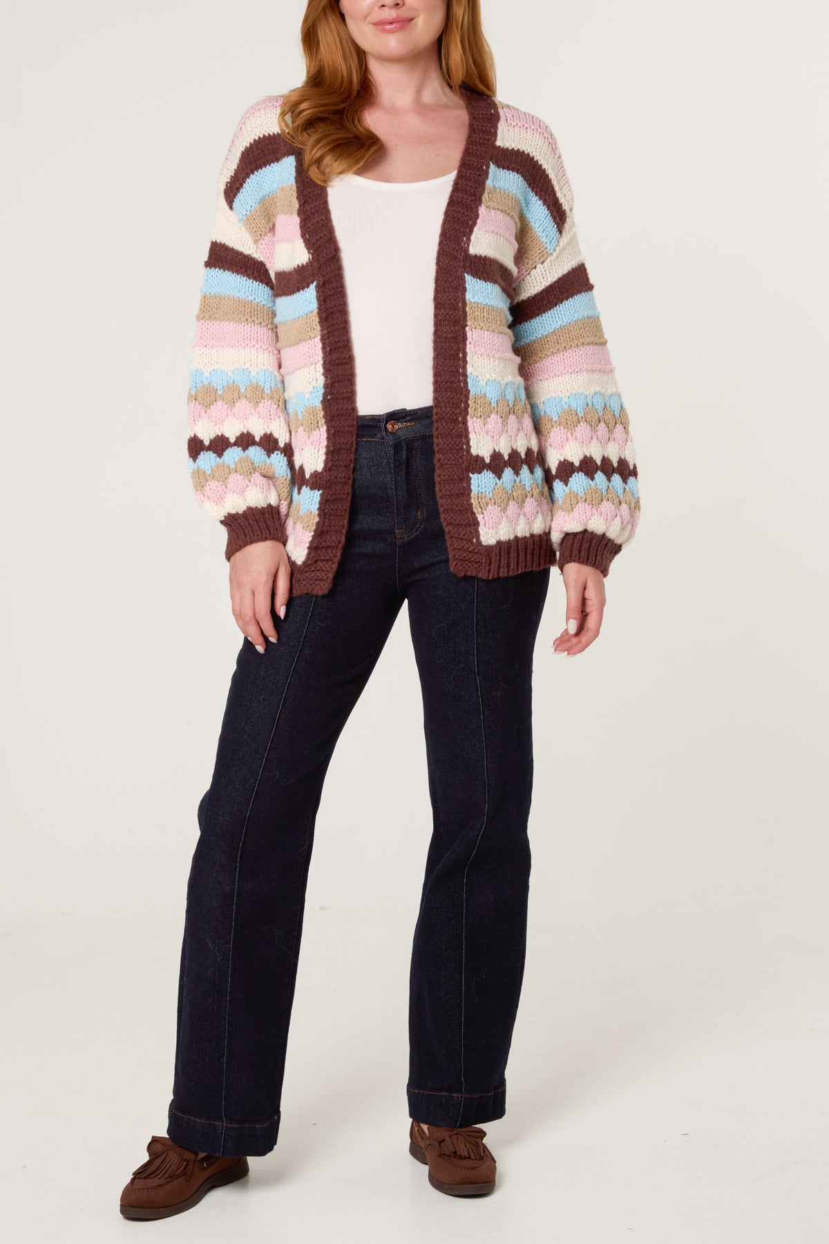 Scallop Striped Knit Cosy Cardigan