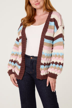 Scallop Striped Knit Cosy Cardigan