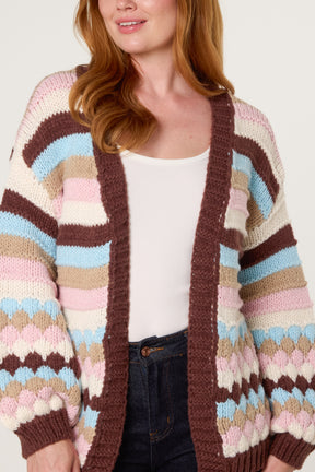 Scallop Striped Knit Cosy Cardigan