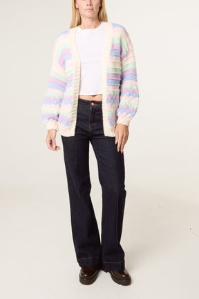 Scallop Striped Knit Cosy Cardigan - New Colours Added !
