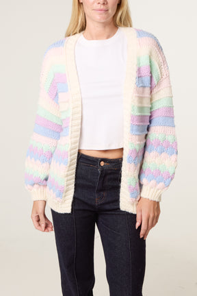 Scallop Striped Knit Cosy Cardigan - New Colours Added !