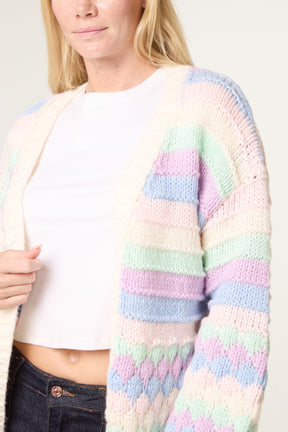 Scallop Striped Knit Cosy Cardigan - New Colours Added !