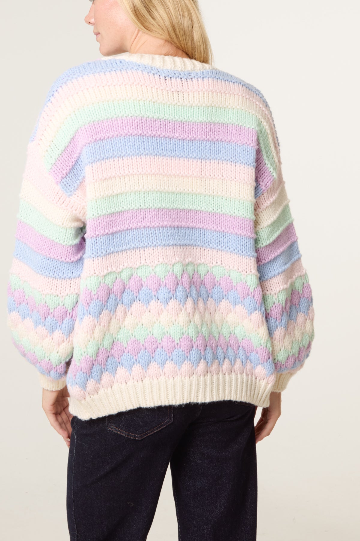 Scallop Striped Knit Cosy Cardigan - New Colours Added !