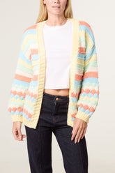 Scallop Striped Knit Cosy Cardigan - New Colours Added !