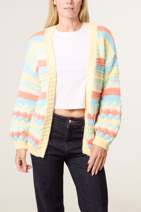 Scallop Striped Knit Cosy Cardigan - New Colours Added !