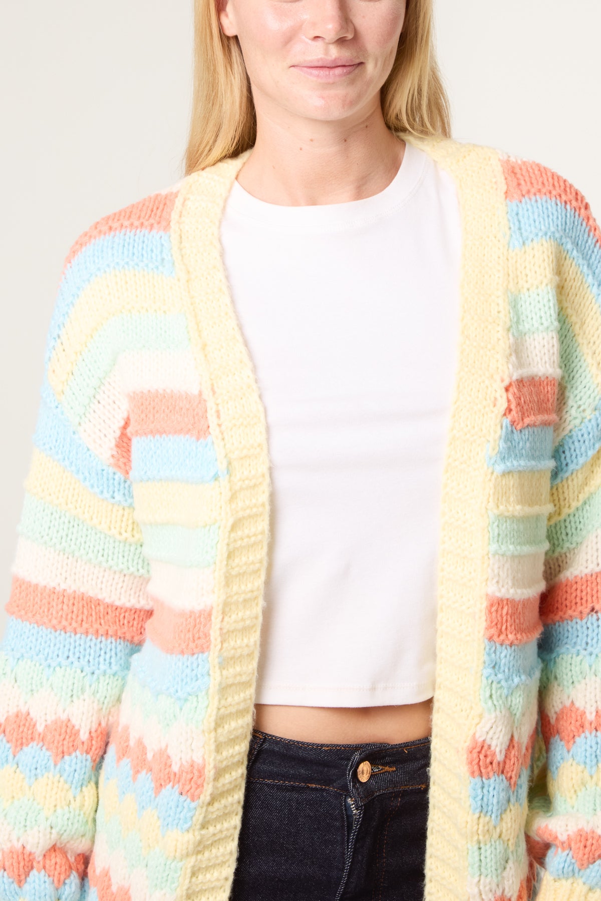 Scallop Striped Knit Cosy Cardigan - New Colours Added !