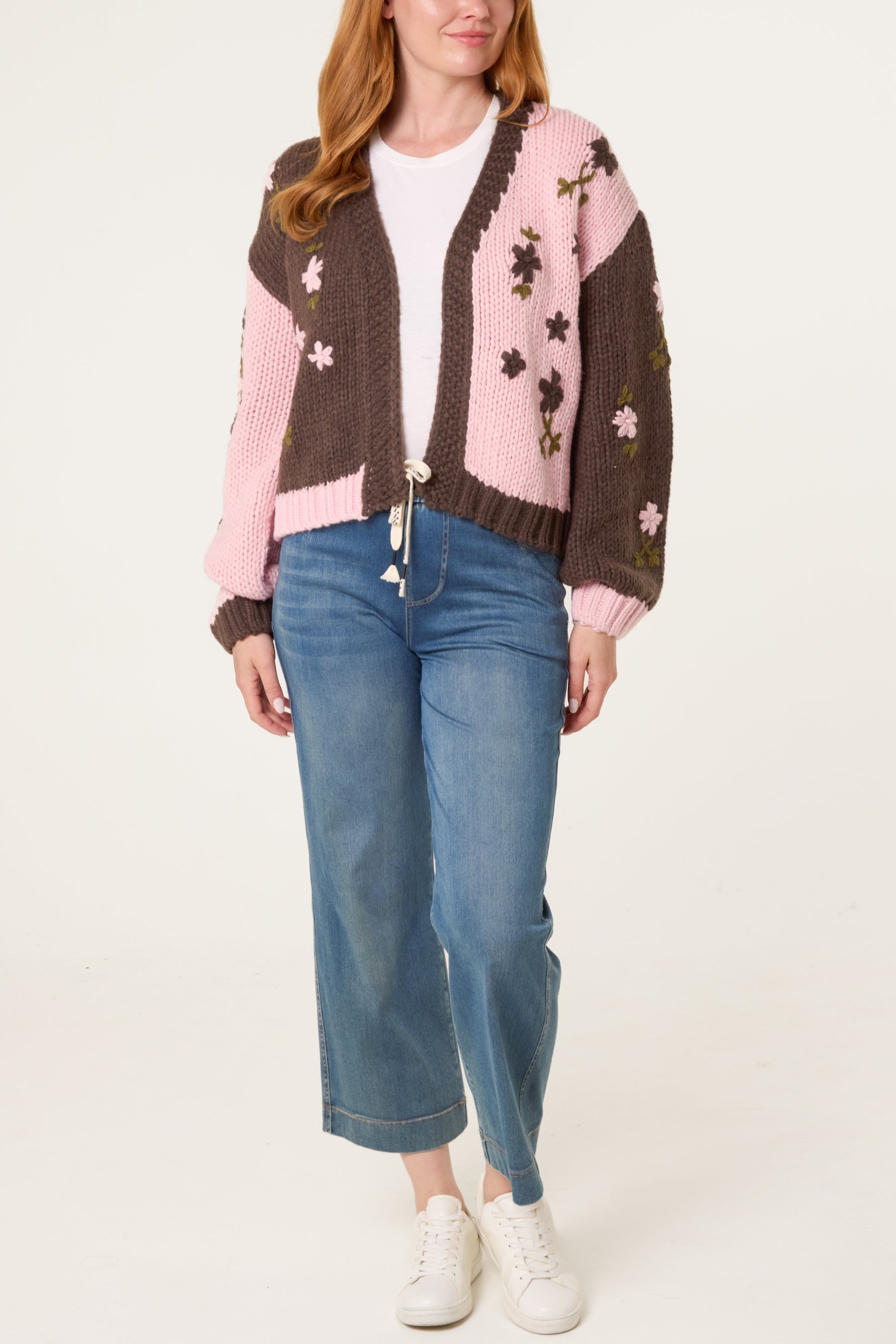 Knitted Flower Detail Cardigan