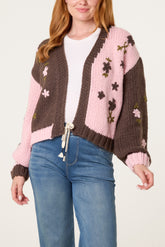 Knitted Flower Detail Cardigan
