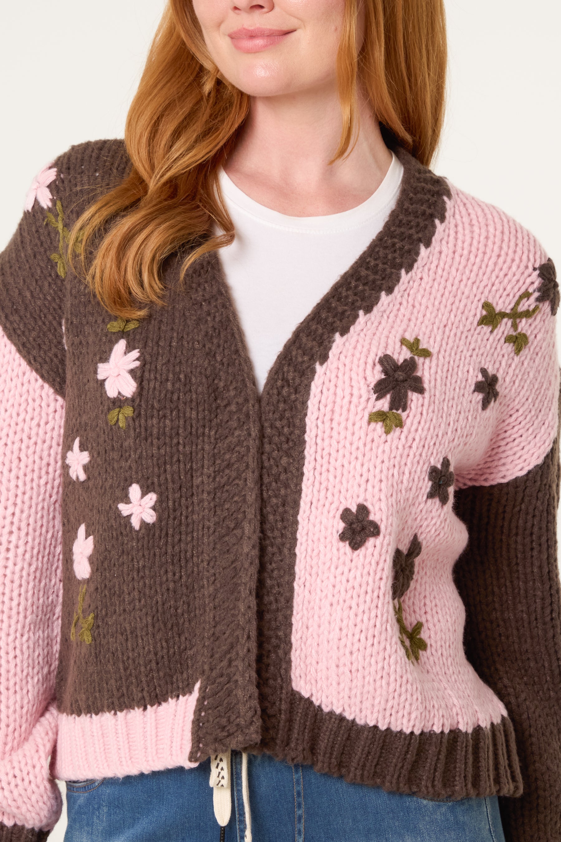 Knitted Flower Detail Cardigan