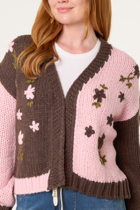 Knitted Flower Detail Cardigan