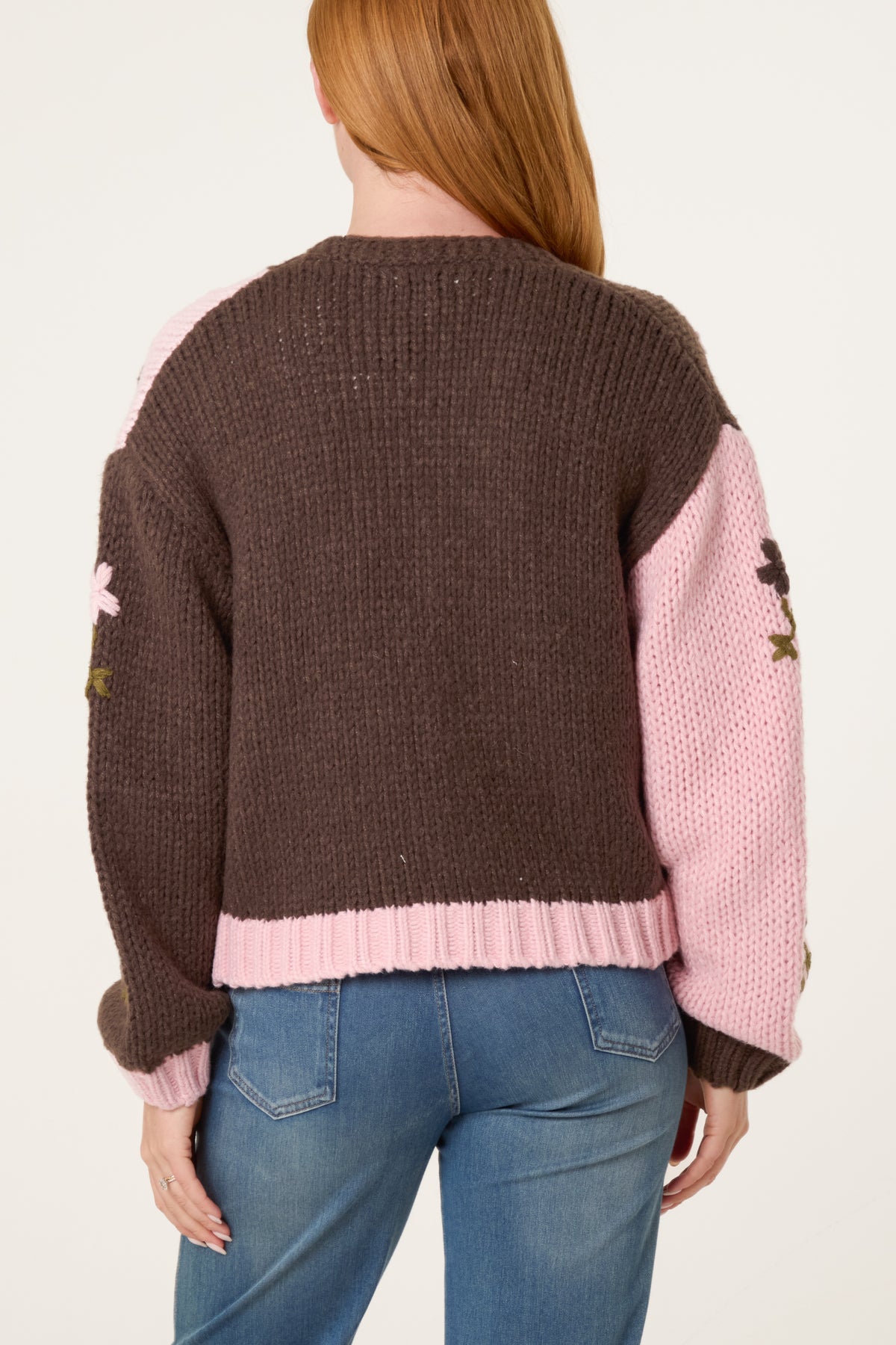 Knitted Flower Detail Cardigan