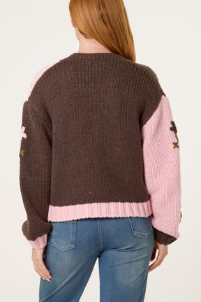 Knitted Flower Detail Cardigan