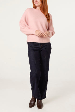 Essential Ribbed Knit Batwing Jumper