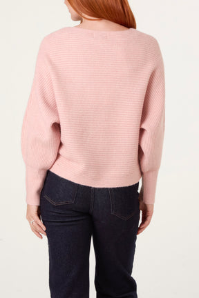 Essential Ribbed Knit Batwing Jumper