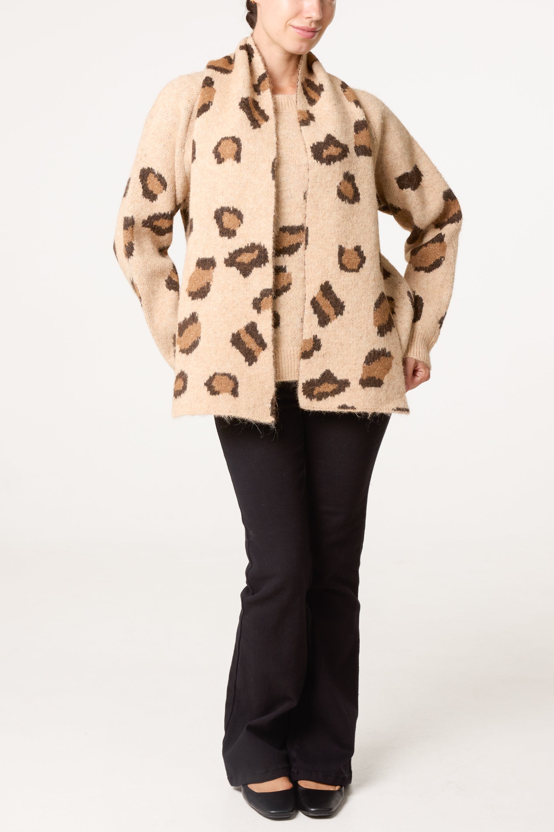Leopard Knit Jumper & Scarf