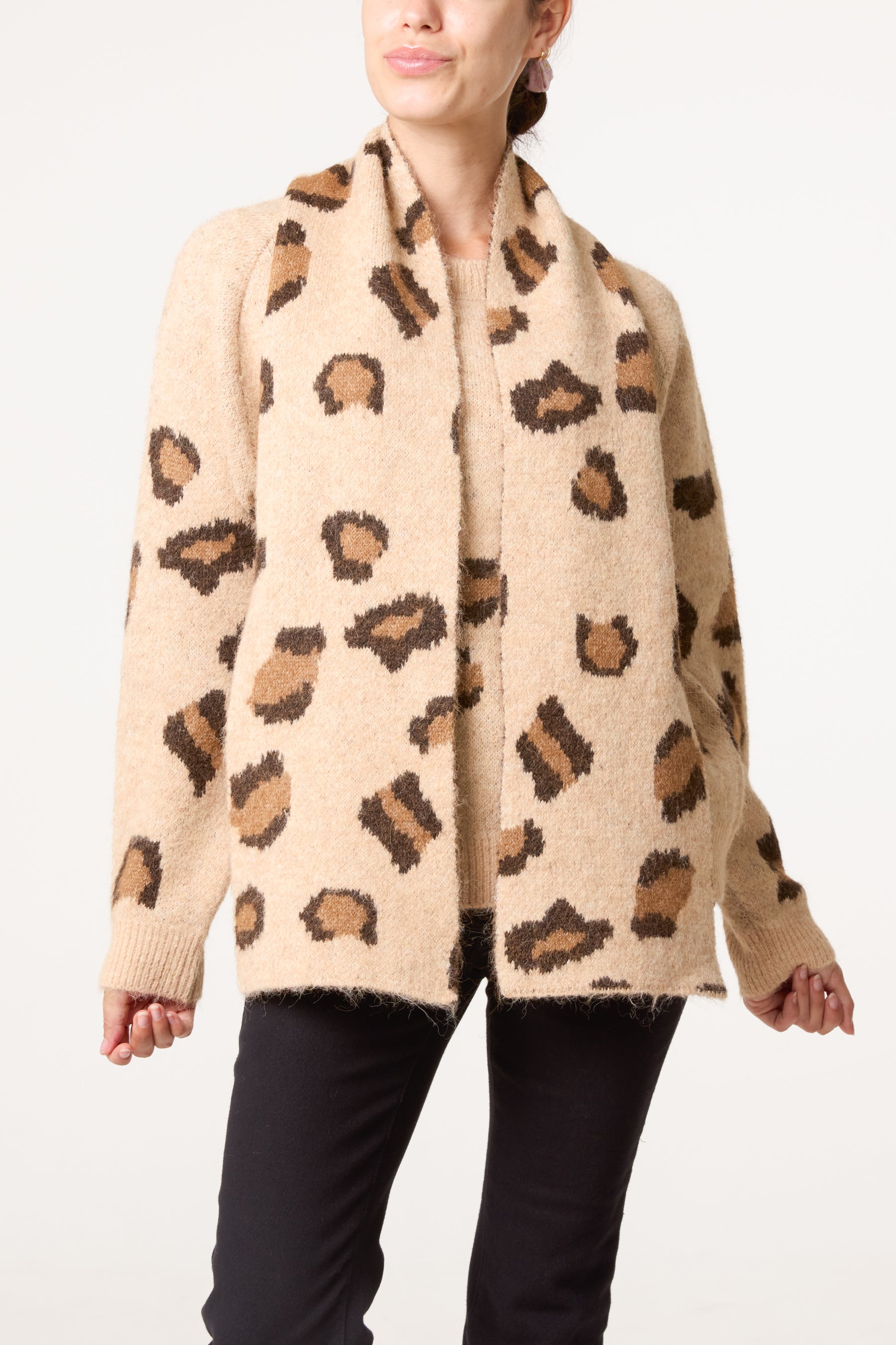 Leopard Knit Jumper & Scarf