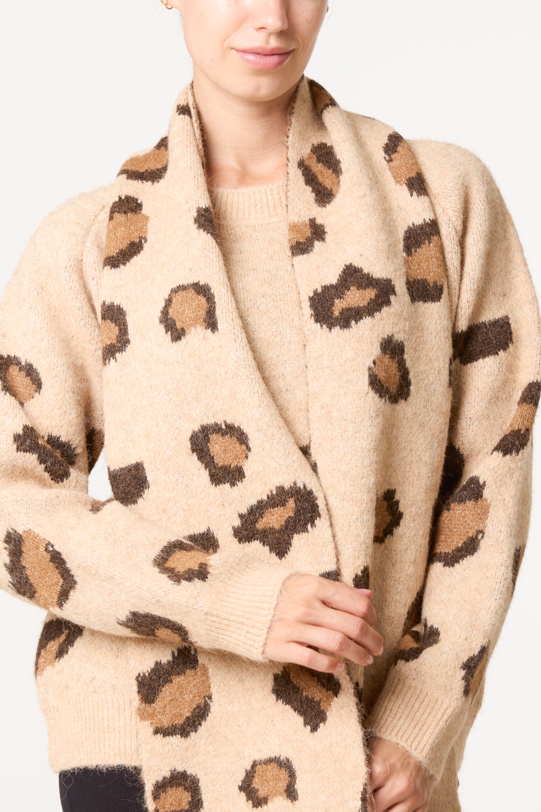Leopard Knit Jumper & Scarf
