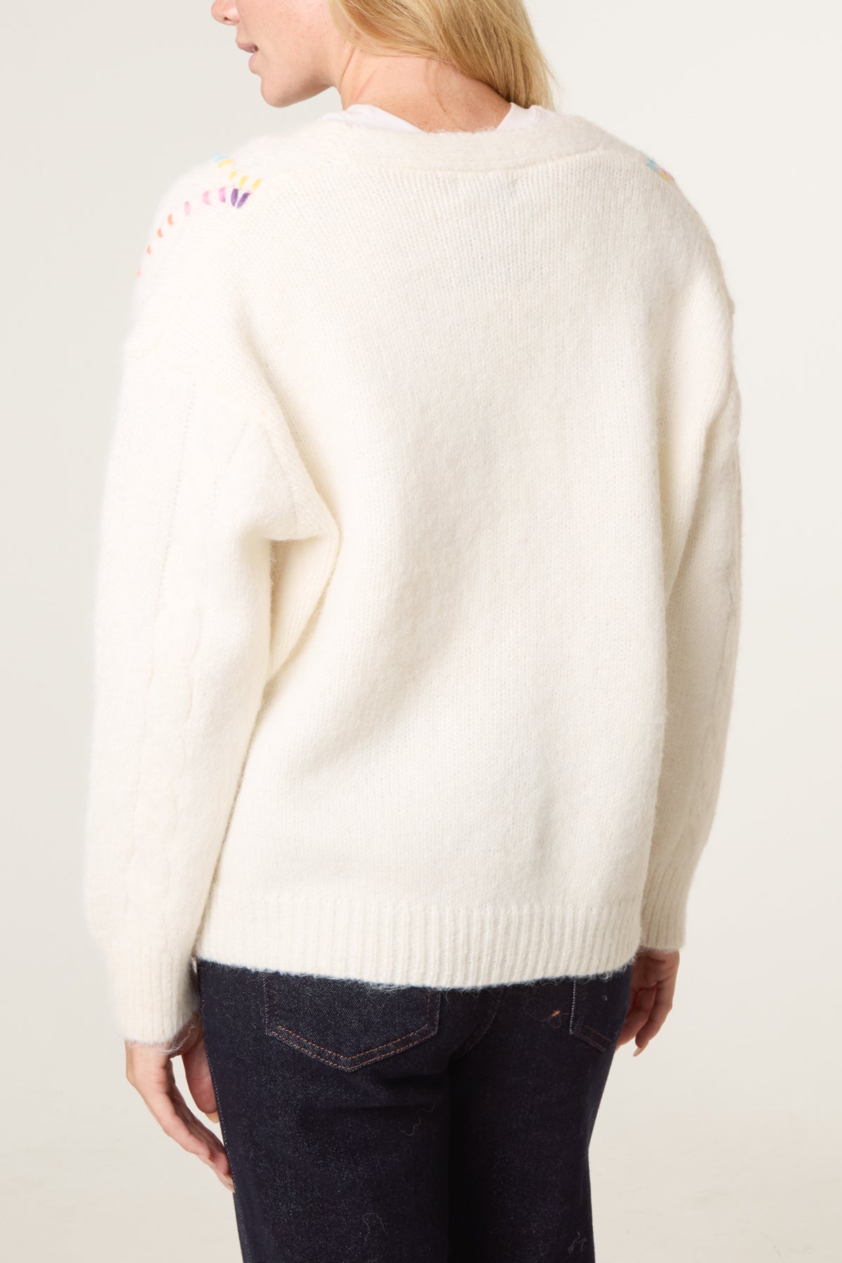 Multi Colour Blanket Stitch Knit Cardigan