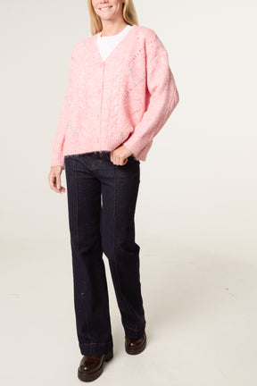 Multi Colour Blanket Stitch Knit Cardigan
