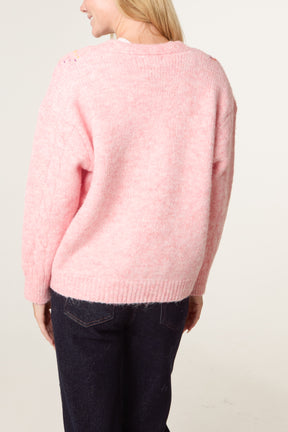 Multi Colour Blanket Stitch Knit Cardigan