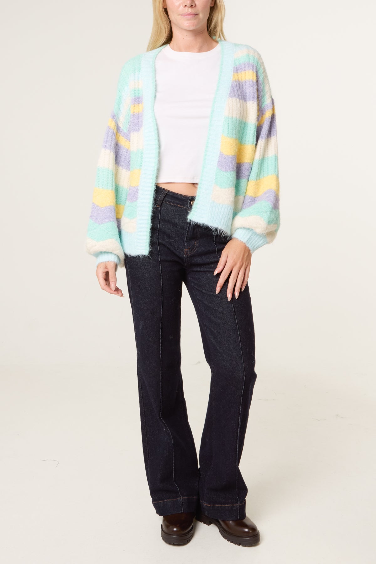 Wavy Stripe Soft Knit Cardigan