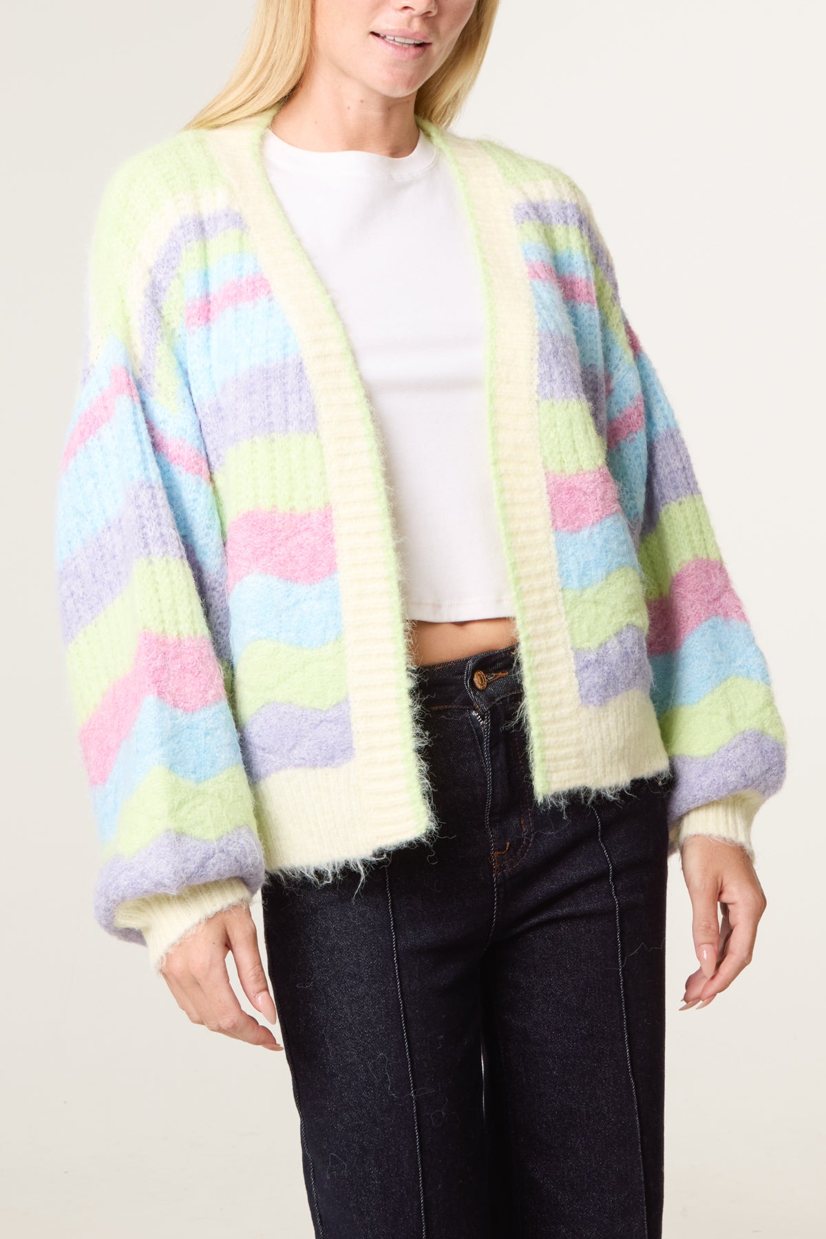 Wavy Stripe Soft Knit Cardigan