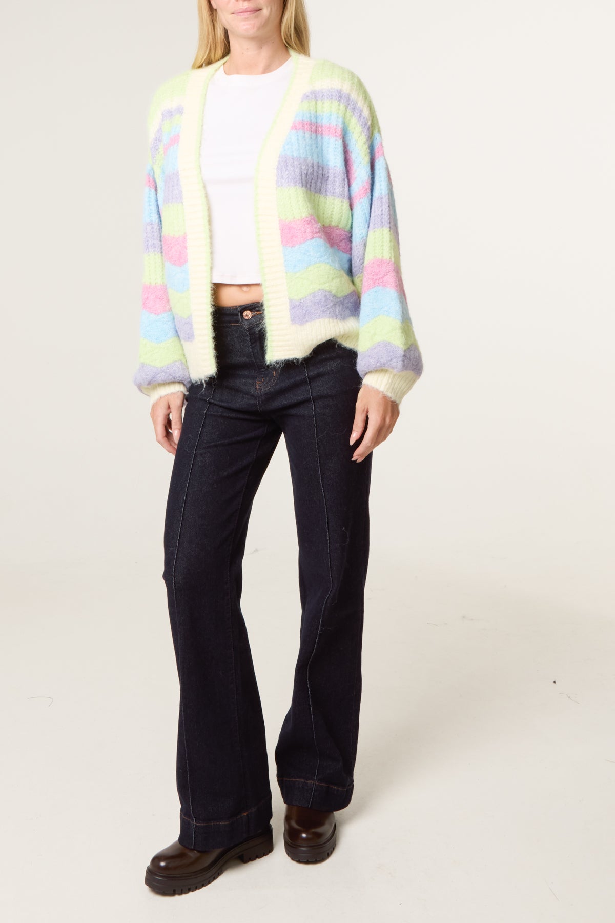 Wavy Stripe Soft Knit Cardigan