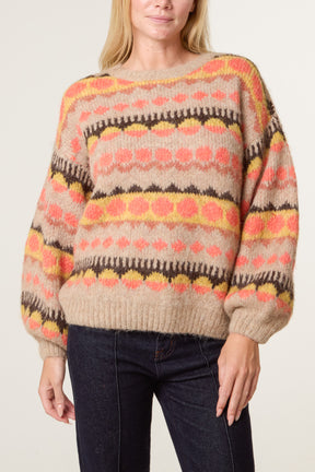 Geometric Fair Isle Knit Jumper
