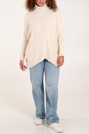 Roll Neck Pocket Asymmetric Jumper