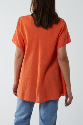 Round Neck Short Sleeve Cotton T-Shirt