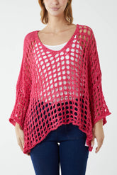 Crochet Round Neck Long Sleeve Top