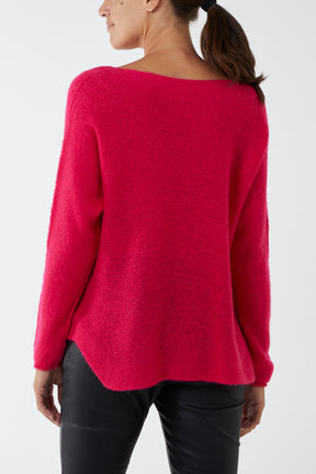 'Rock & Roll' Woven Metallic V-Neck Jumper