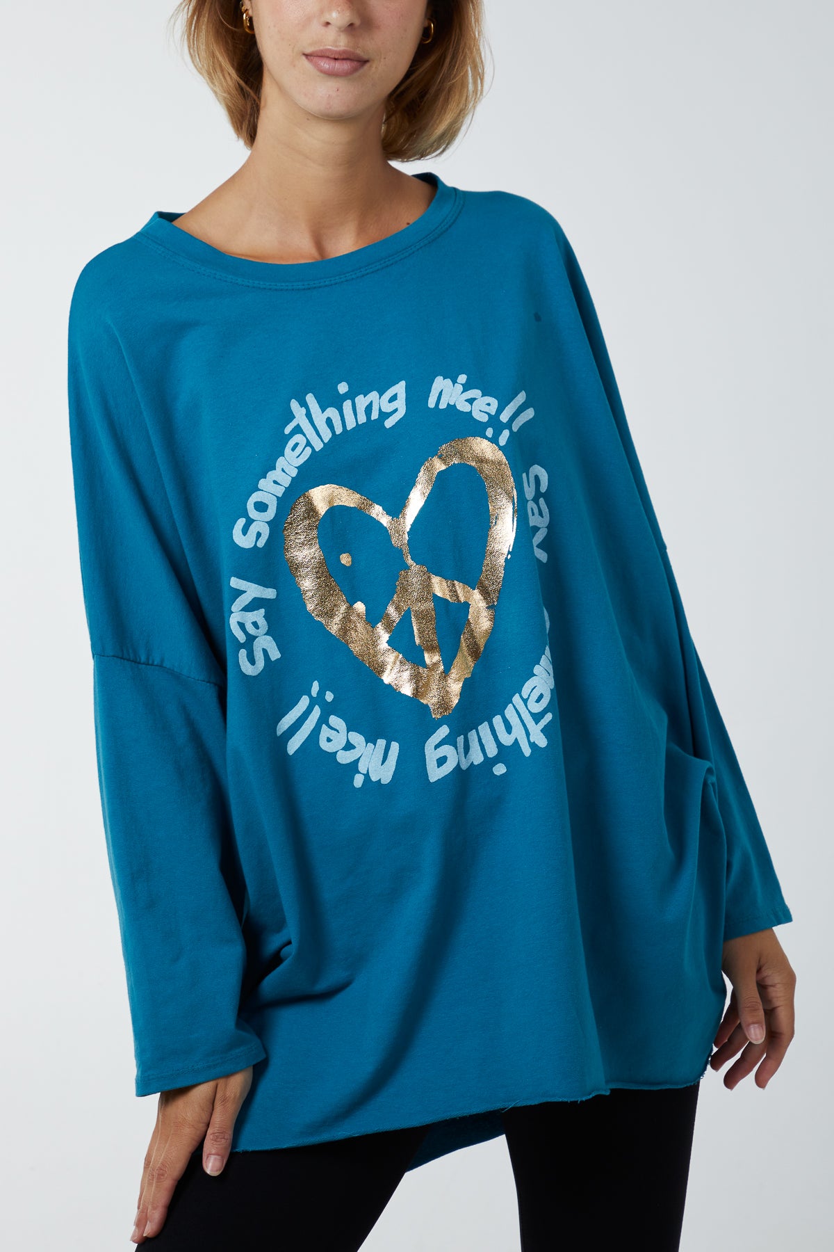 Gold Heart Writing Sweatshirt Top