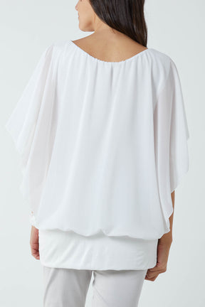Double Layer Sheer Gypsy Detail Blouse