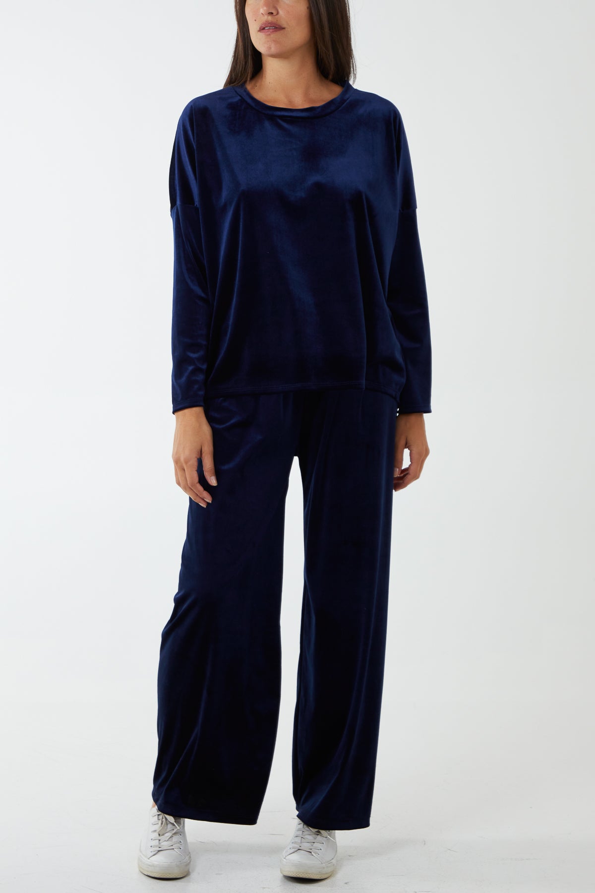 Velour Relaxed Fit Top & Bottom Loungewear Set