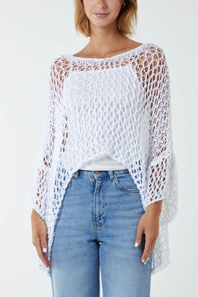 Oversized Cotton Crochet Jumper