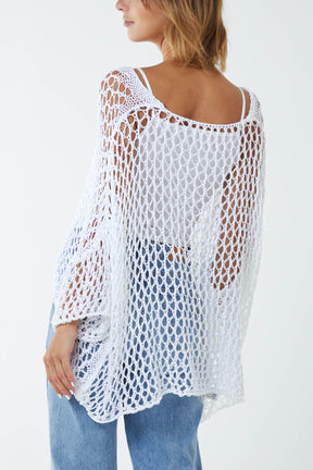 Oversized Cotton Crochet Jumper