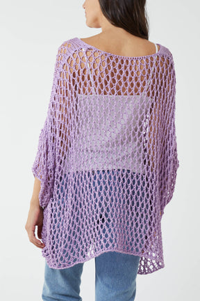Oversized Cotton Crochet Jumper