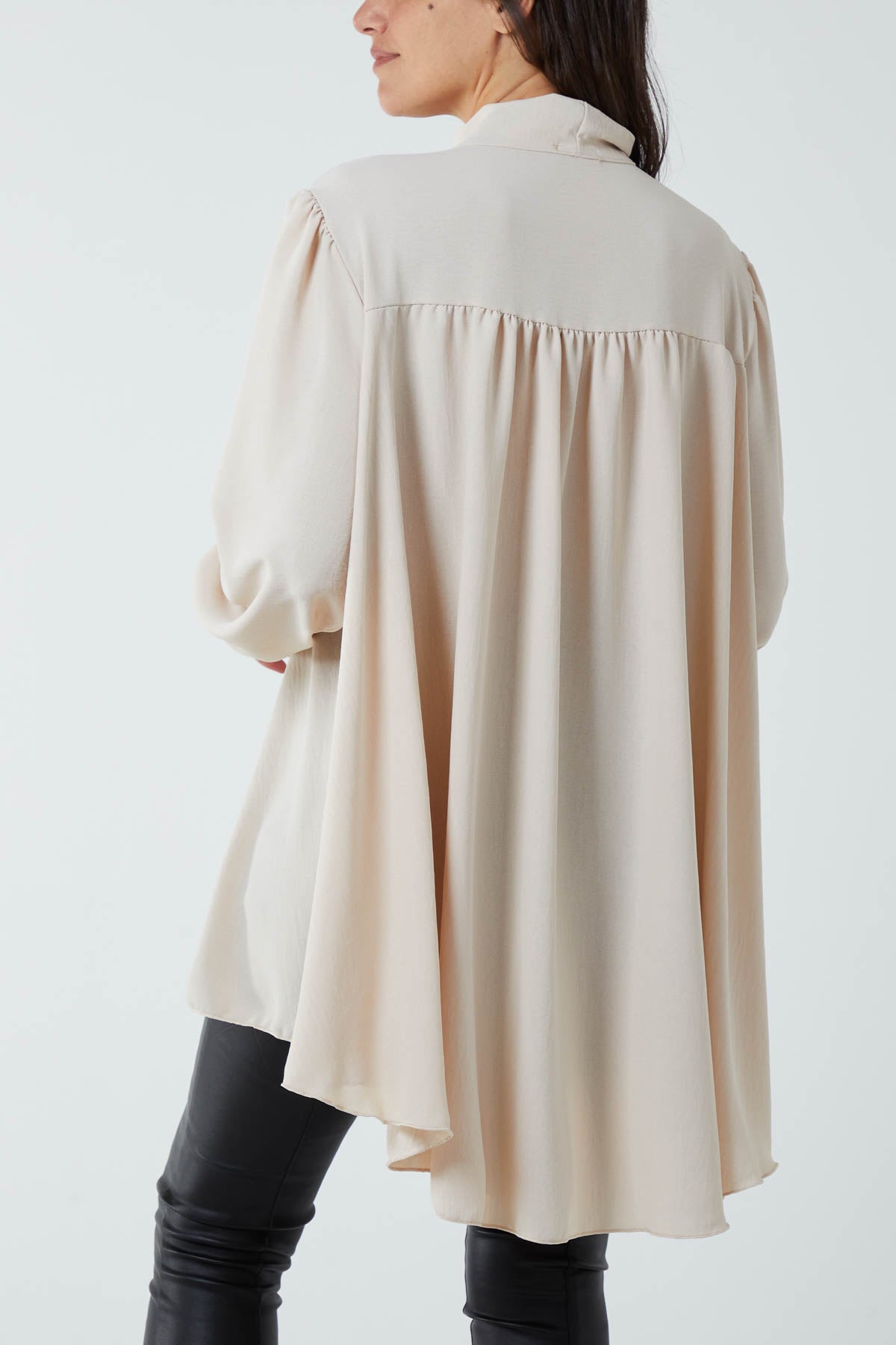Oversized Pussy Bow Button Blouse