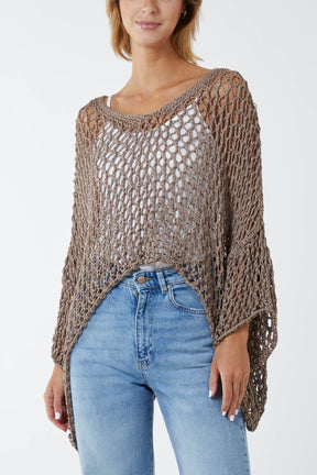 Oversized Cotton Crochet Jumper