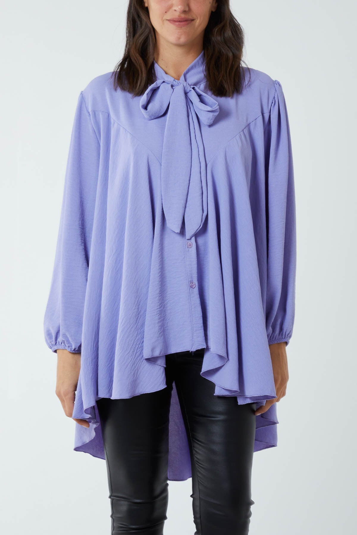 Oversized Pussy Bow Button Blouse